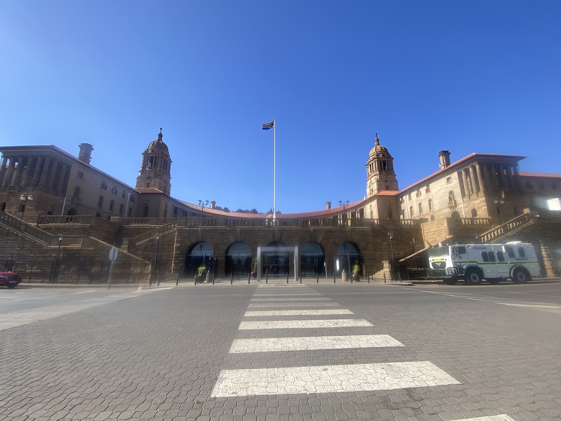 The sandstone Union Buildings and terraced gardens in Pretoria, South Africa's administrative capital
