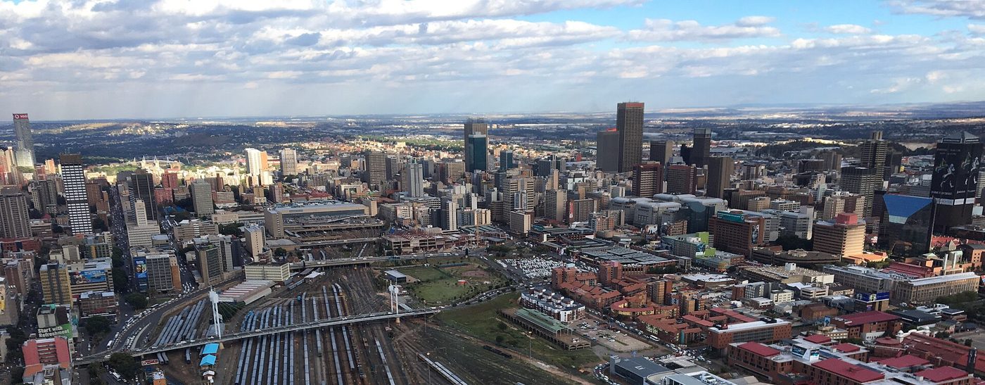 Aerial view of the Johannesburg central business district
